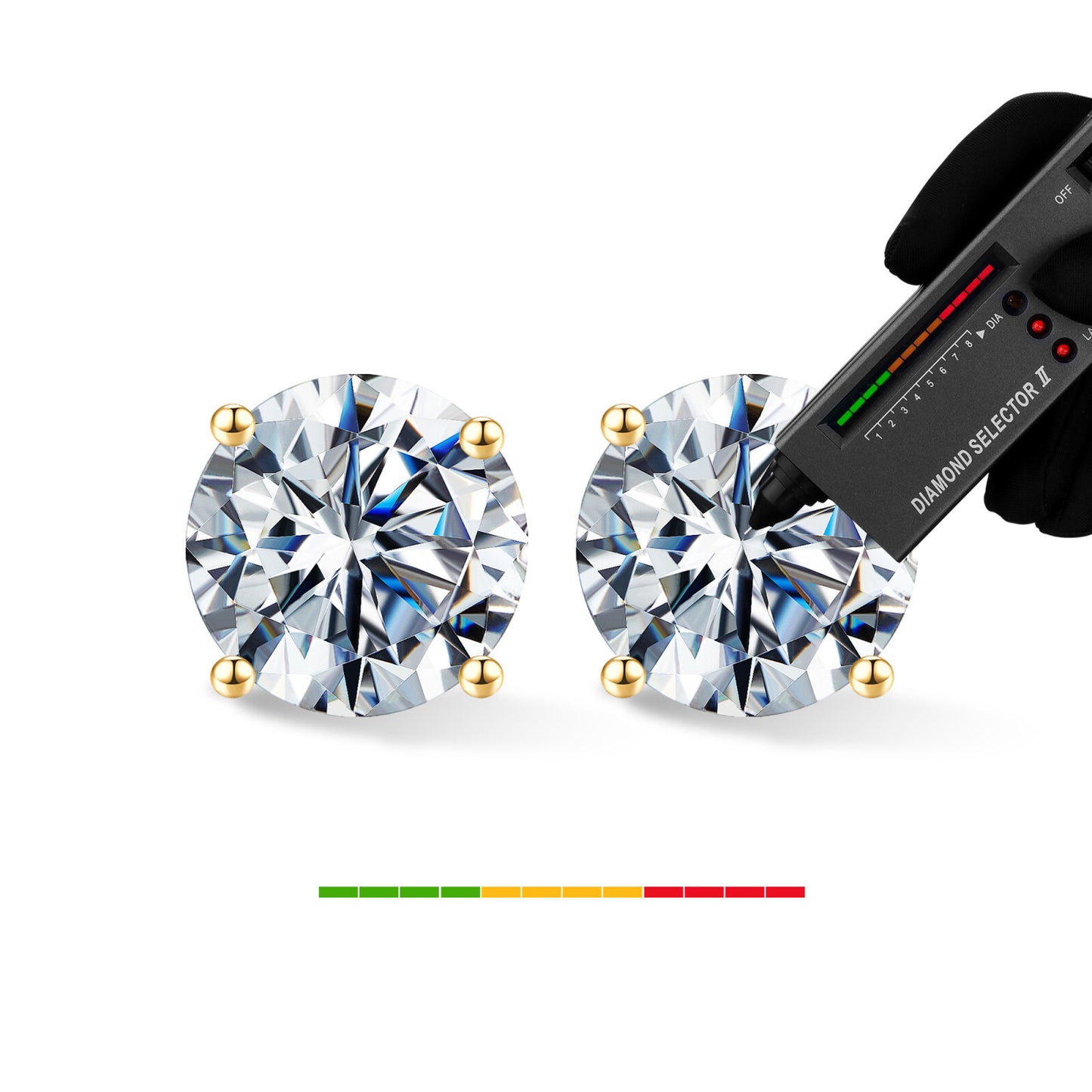 Turandoss Moissanite Screw Back Earrings, Round D Color VVS1 Clarity Conflict Free Lab Created Moissanite Stud Earrings 14K White Yellow Rose Gold Vermeil for Women & Men Gift