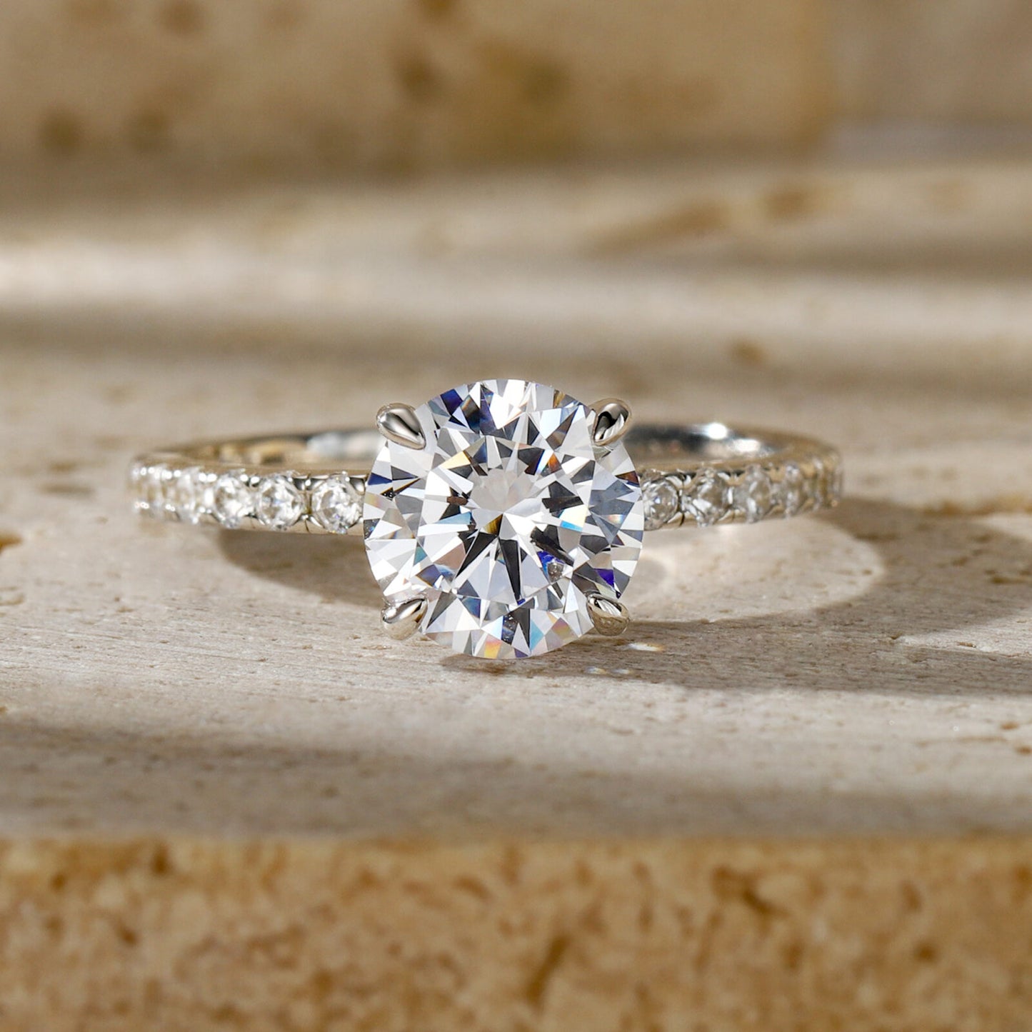 Turandoss 2ct Hidden Halo Engagement Rings for Women, 14K White Yellow Gold Plated Solid 925 Sterling Silver Cubic Zirconia Ring