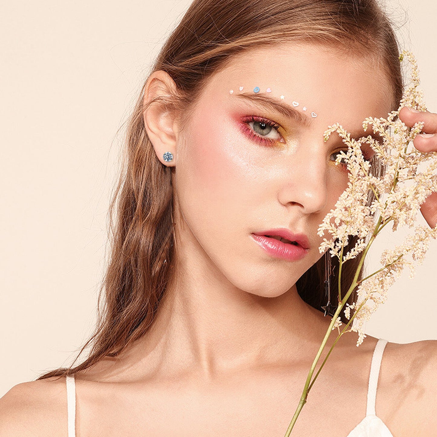 Turandoss Moissanite Screw Back Earrings, Round D Color VVS1 Clarity Conflict Free Lab Created Moissanite Stud Earrings 14K White Yellow Rose Gold Vermeil for Women & Men Gift