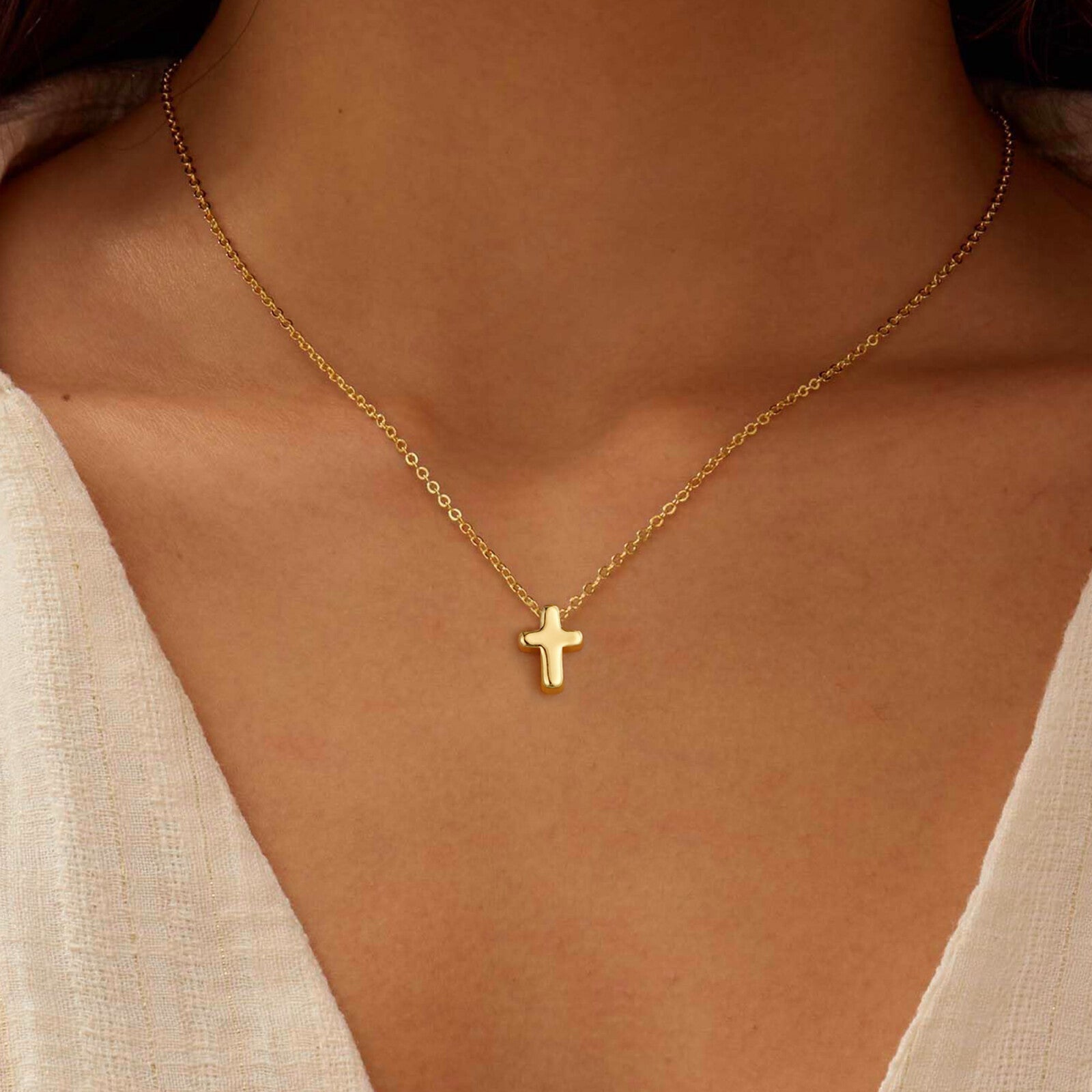White Gold Cross Necklace