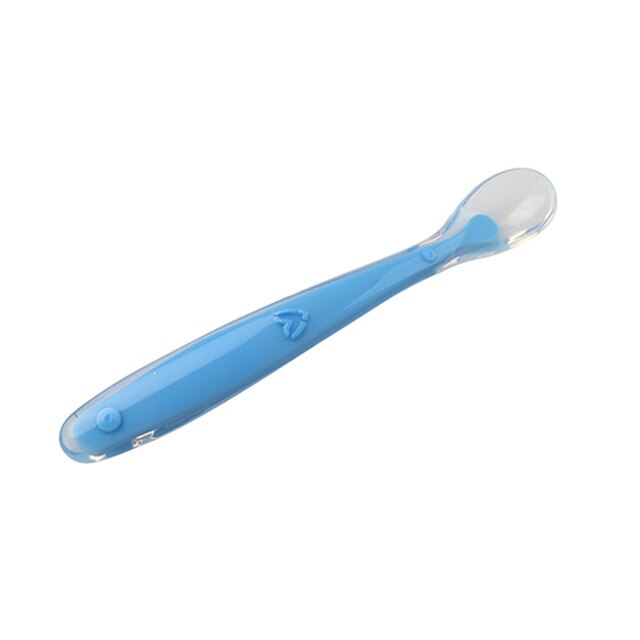 1PC Baby Soft Silicone Spoon Candy Color Temperature Sensing Spoon Children Food Baby Feeding Tools