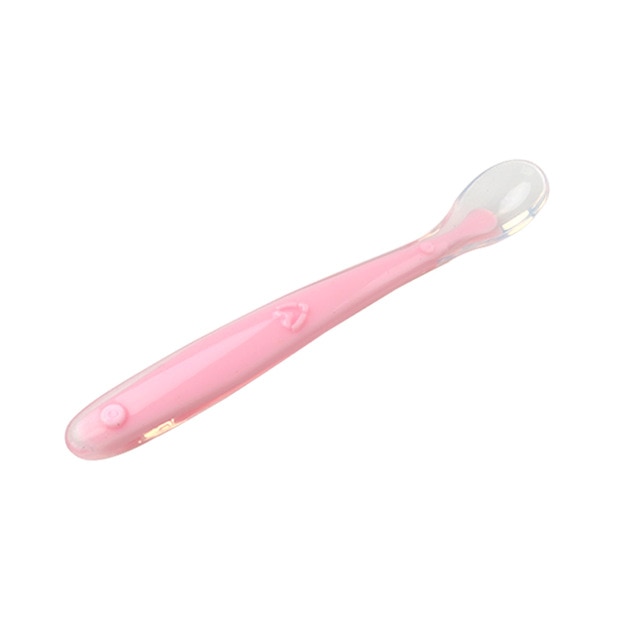 1PC Baby Soft Silicone Spoon Candy Color Temperature Sensing Spoon Children Food Baby Feeding Tools