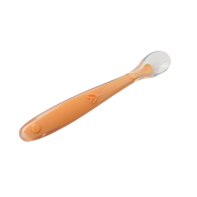 1PC Baby Soft Silicone Spoon Candy Color Temperature Sensing Spoon Children Food Baby Feeding Tools