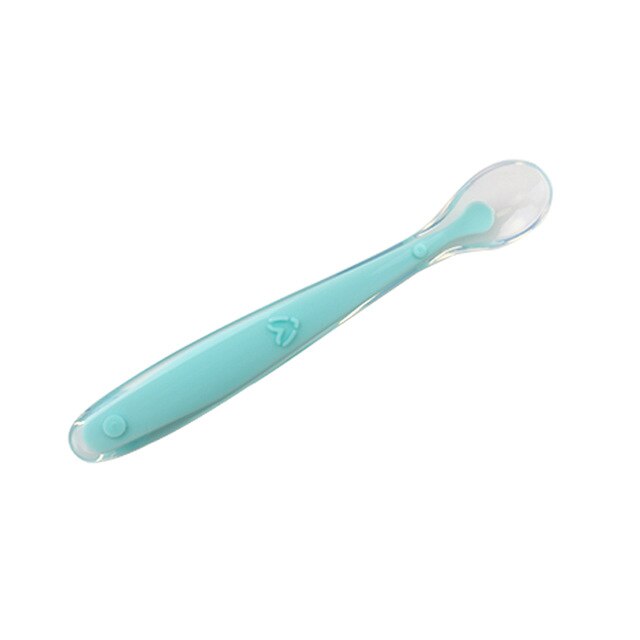 1PC Baby Soft Silicone Spoon Candy Color Temperature Sensing Spoon Children Food Baby Feeding Tools