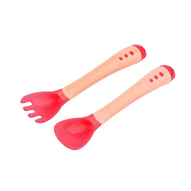 1PC Baby Soft Silicone Spoon Candy Color Temperature Sensing Spoon Children Food Baby Feeding Tools